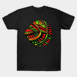 Mazipoodles New Fish Head Leaf Black Green Red T-Shirt